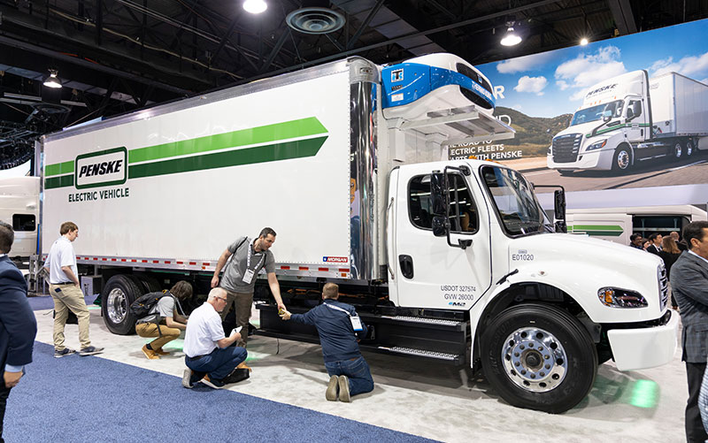 Morgan-Penske Refrigerated Truck Body on All-Electric Powered Freightliner eM2 Chassis with All-Electric Thermal King Refrigeration Unit