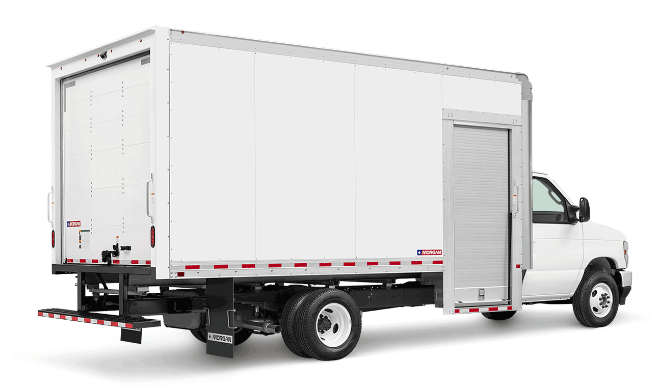 Morgan Entry-Level Parcel Van rear 3/4 view showing the access points.