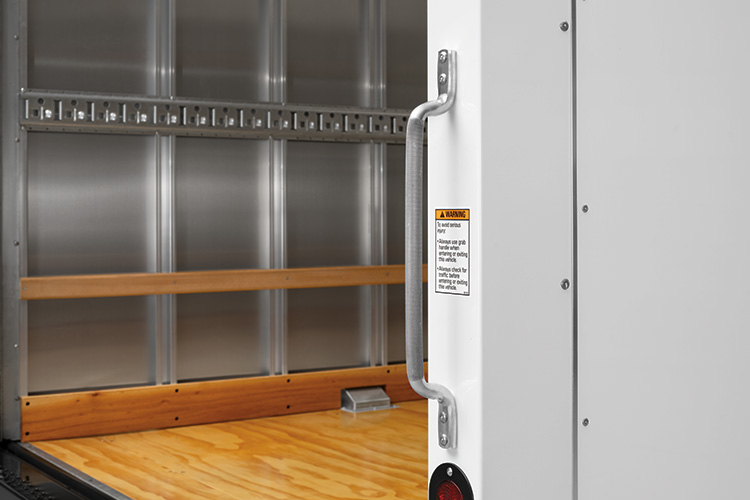 Ergonomic knurled grab handles on the rear of the Entry-Level Parcel Van