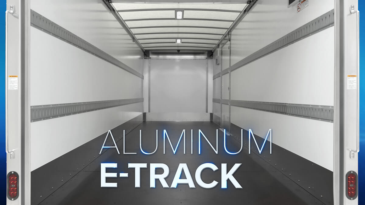 view of aluminum e-track inside the cargo area