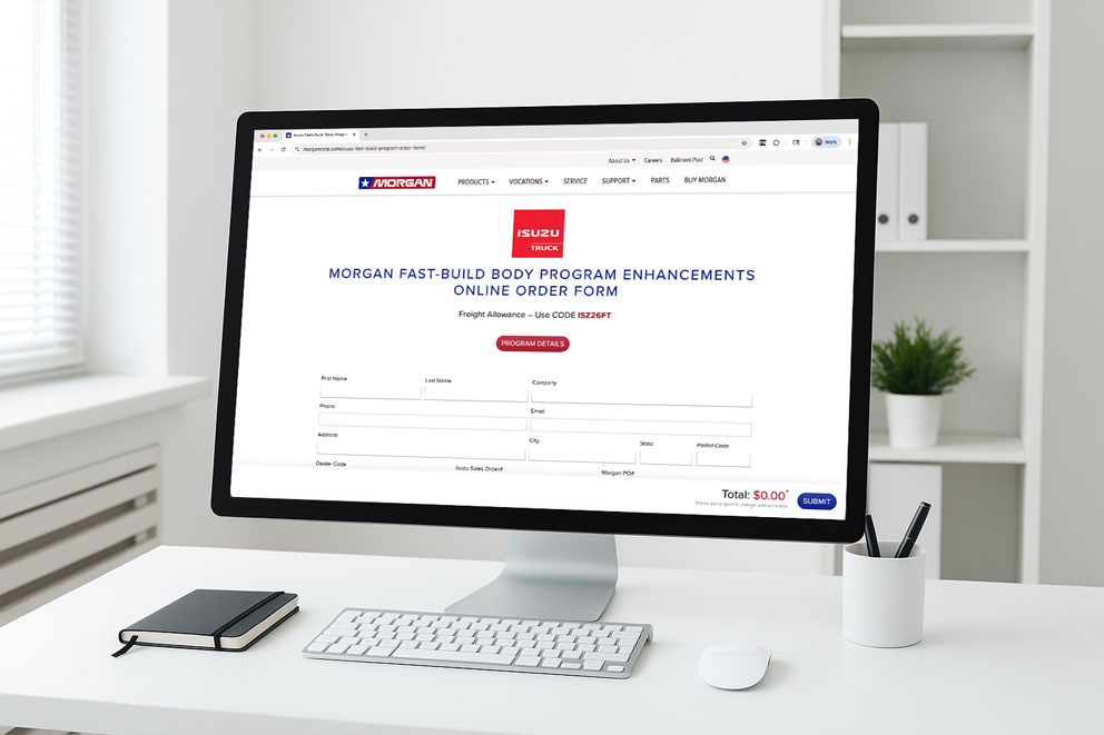 Morgan-Isuzu online order form screen on office computer